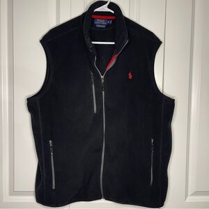 Polo Ralph Lauren Fleece Performance Vest Size XL Black Full Zip Preppy Golf Men